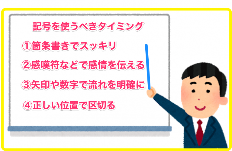 記号の使い方のタイミング