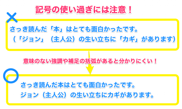 文章内で記号を使いすぎないように