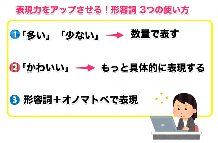 表現力をアップさせる形容詞3つの使い方